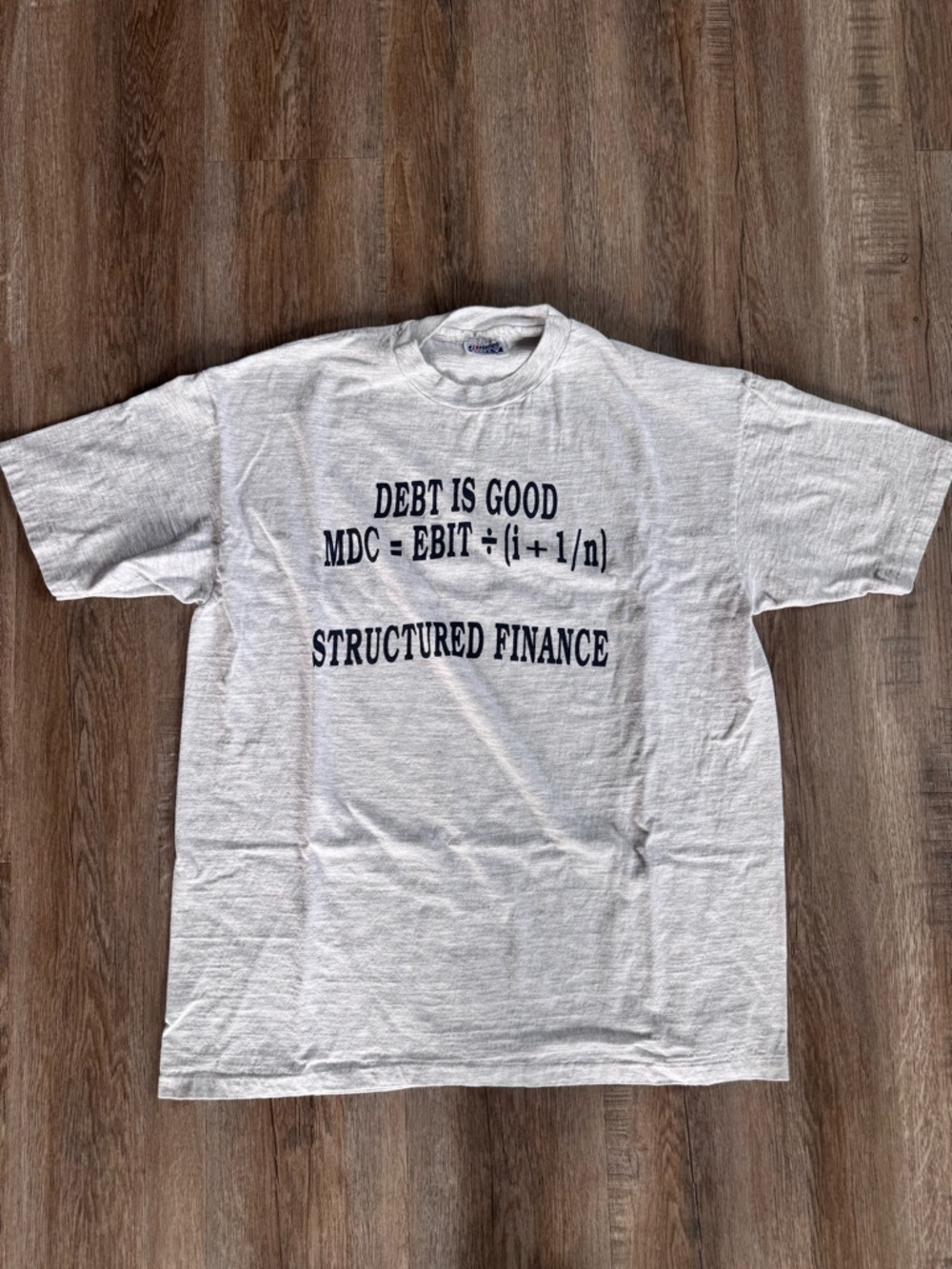 Vintage 'Debt Is Good' Structured Finance T-Shirt - size XLarge